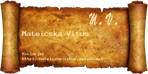 Mateicska Vitus névjegykártya